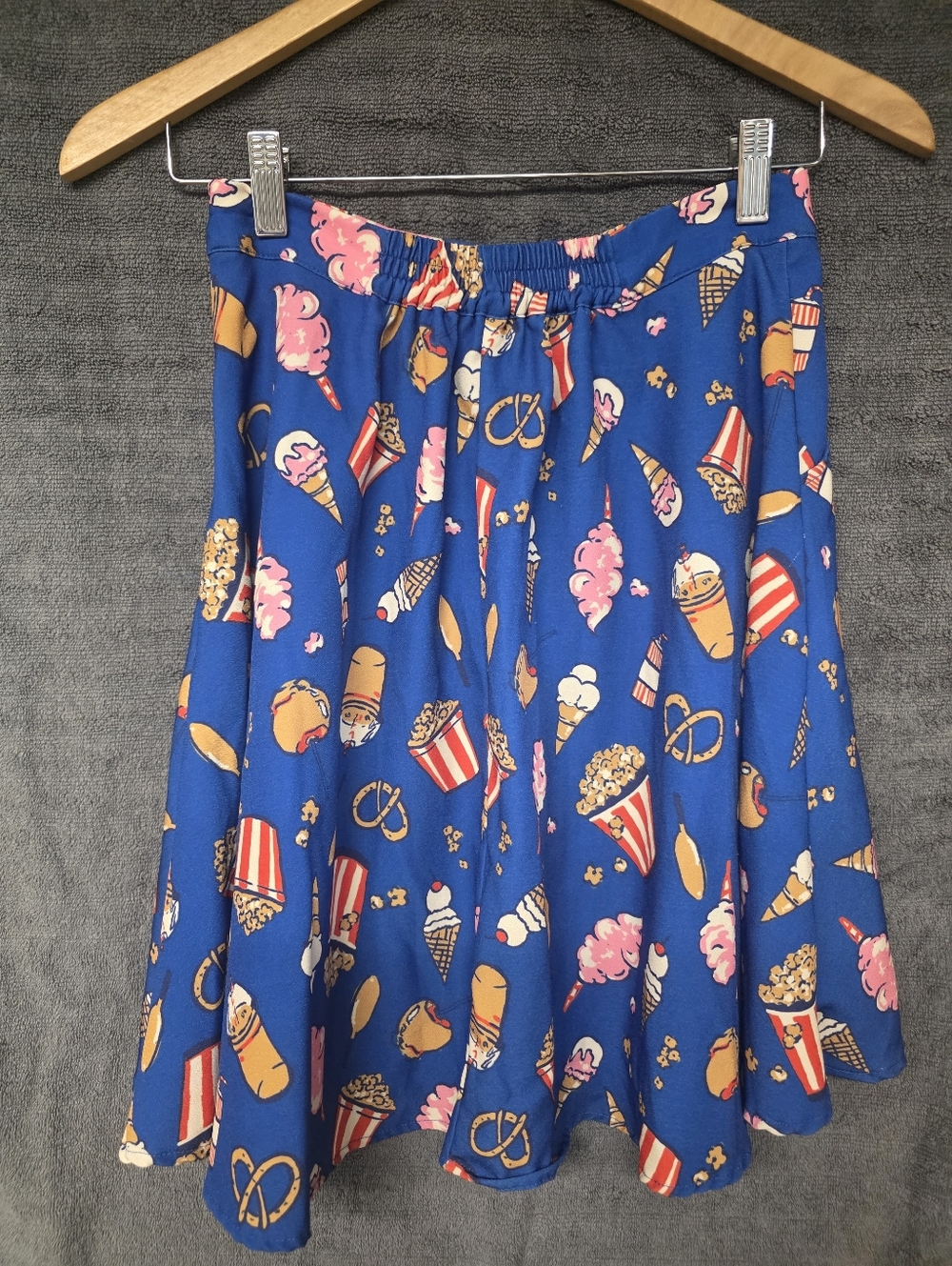 Blue Novelty Snack-Print Skater Skirt